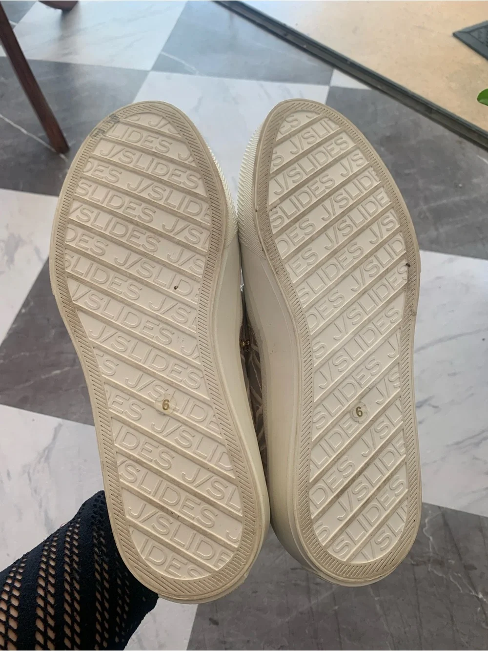J Slides Cream Floral Embroidered Loafers with Gold Hardware